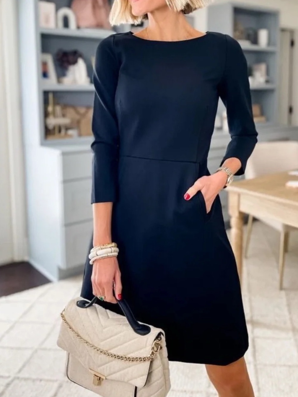 SPANX Black Long-Sleeve Sheath Dress